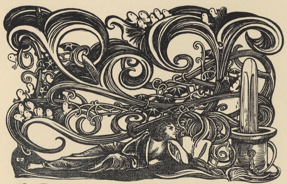 Figure 2. Wood-engraved headpiece by Charles Ricketts for "The Unwritten Book"