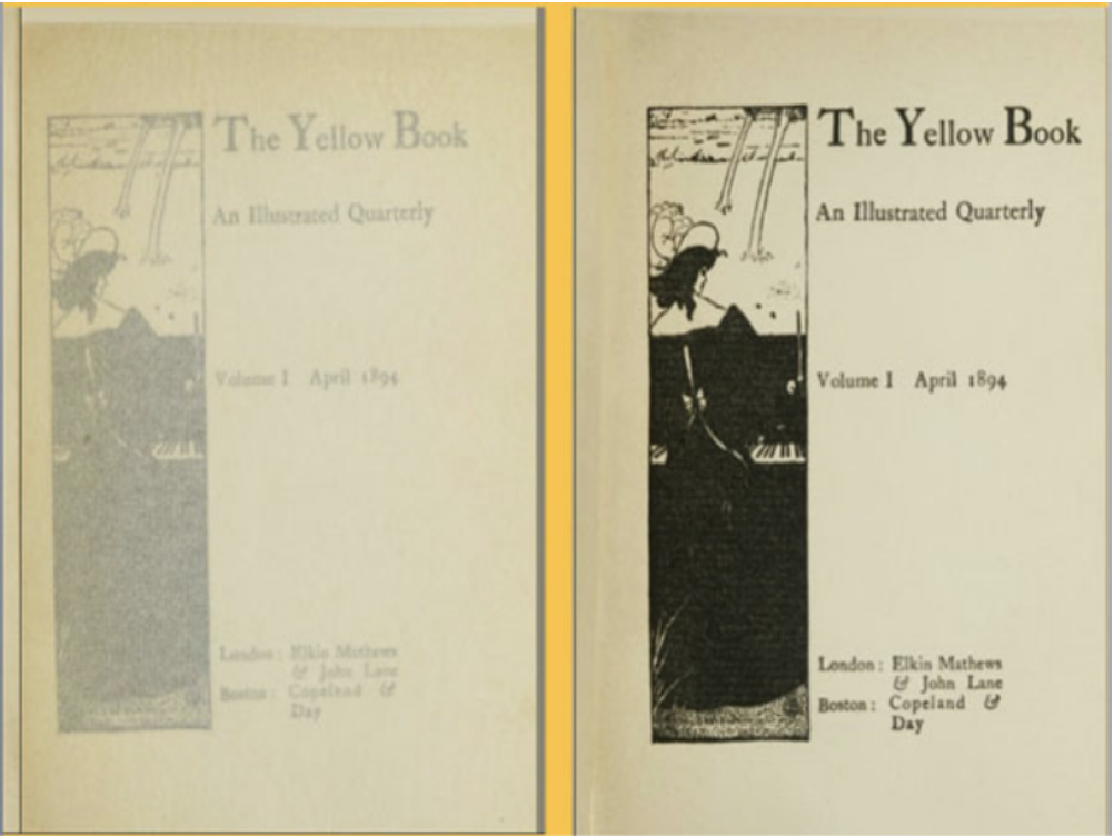 An image of the title page for volume 1. Onionskin page is shown on the left and the title page is shown on the right.