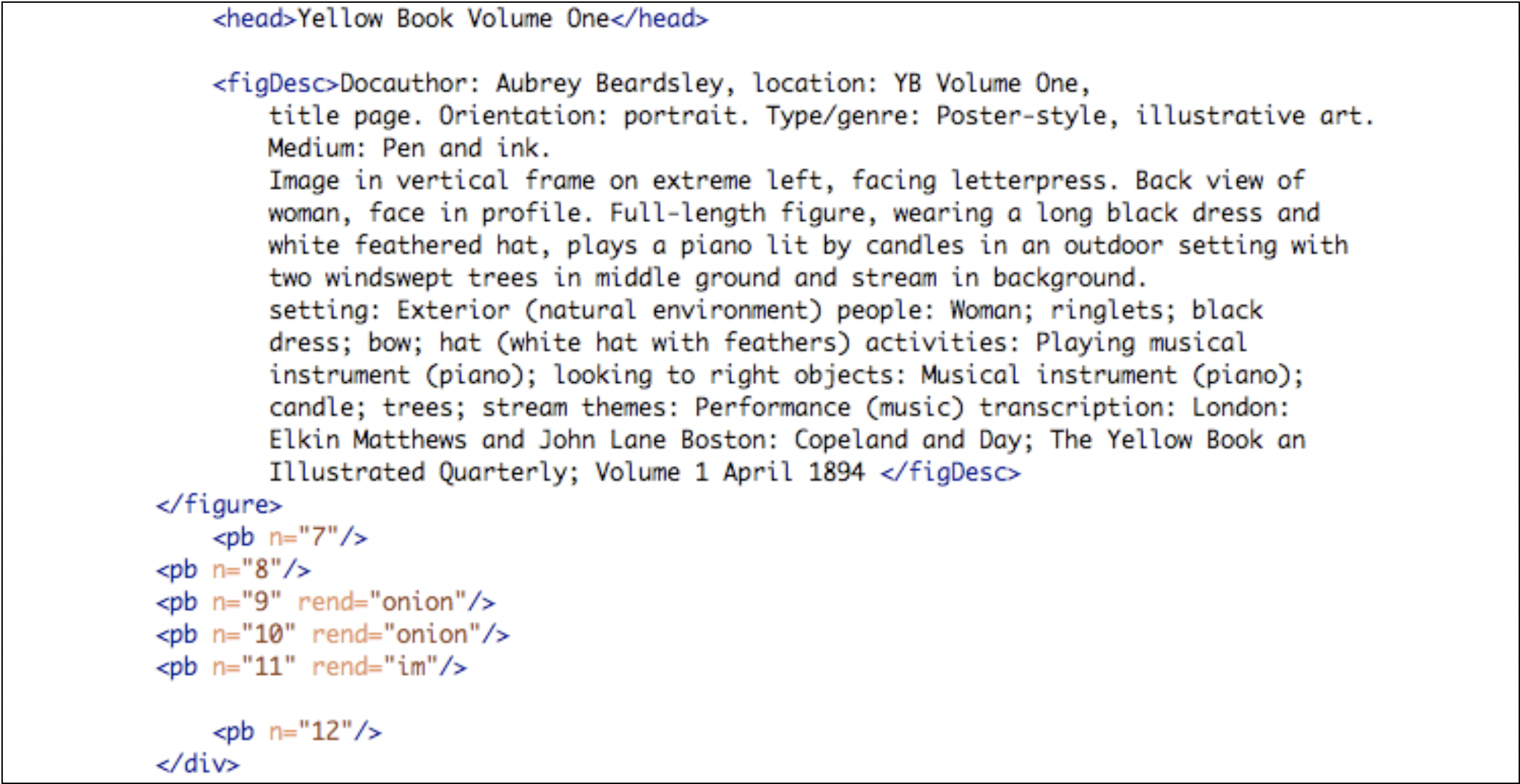 The xml version of the title page for volume 1, showing the onion page rendering.