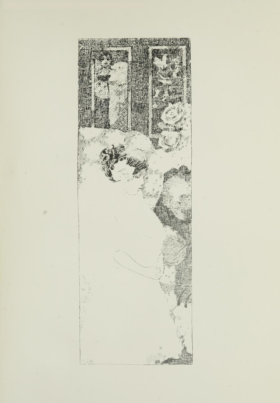 Image is of a wedding scene A dark haired woman in light coloured clothing is walking down the aisle She is shown in profile looking downward Her hair is done up and secured with a flower She is holding a bouquet of flowers in her left hand There are two rectangular windows in the background There are flowers behind her in the right middle ground The image is vertically displayed